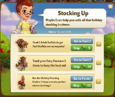 farmville 2 winter guests: stocking up tasks