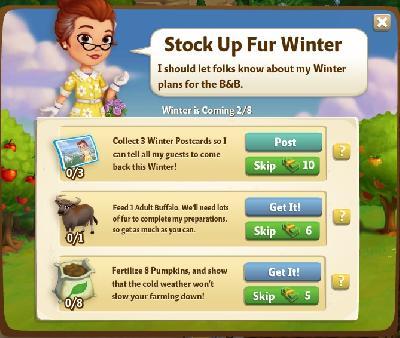 farmville 2 winter is coming: stock up fur winter tasks