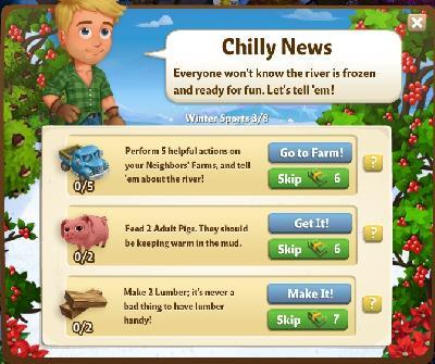 farmville 2 winter sports: chilly news tasks
