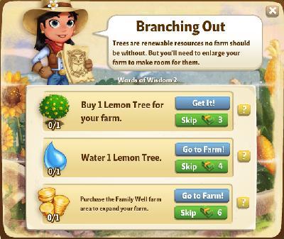 farmville 2 words of wisdom: branching out tasks