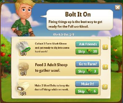 farmville 2 work it out: bolt it on tasks