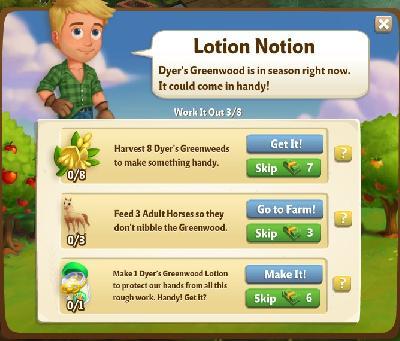 farmville 2 work it out: lotion notion tasks