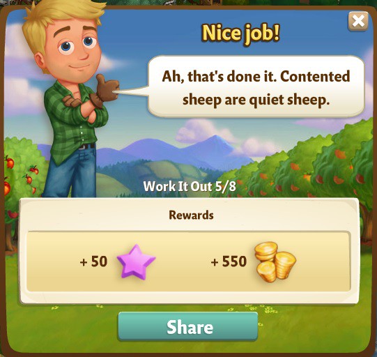 farmville 2 work it out: not baaaad rewards, bonus