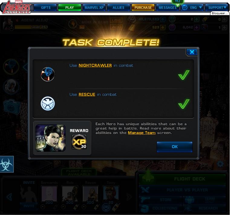 marvel avengers alliance 2 hero battles with nightcrawler and rescue rewards, bonus