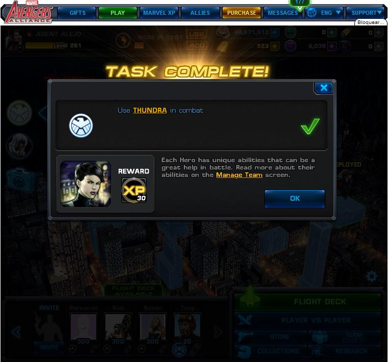 marvel avengers alliance use thundra in combats rewards, bonus