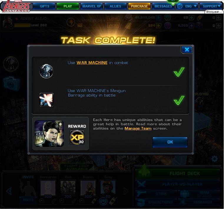 marvel avengers alliance use war machine's abilities in combat rewards, bonus