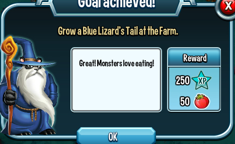 monster legends grow a blue lizards tail at the farm rewards, bonus