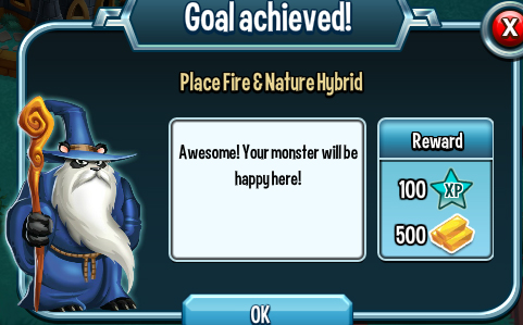 monster legends place fire nature hybrid rewards, bonus