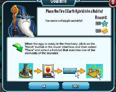 monster legends place the fire and earth hybrid tasks