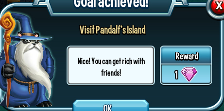 monster legends visit pandalf island rewards, bonus