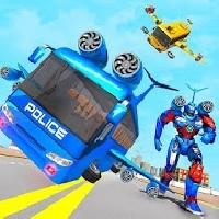 flying bus robot transform war- police robot games