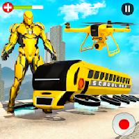 flying school bus robot: hero robot games gameskip