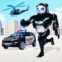police panda robot car transform: flying car games