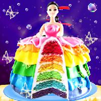 rainbow doll cake bakery game - diy cooking kids