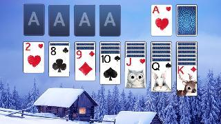 solitaire snowy village theme