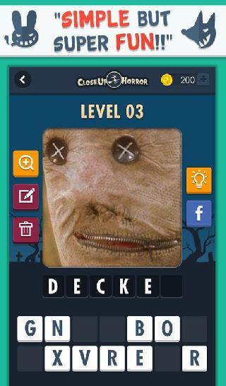 close up horror: pic word quiz