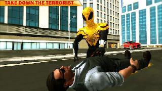 flying amazing iron spider superhero fighting