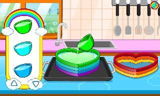 cooking colorful cake