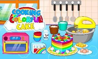 cooking colorful cake