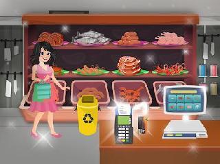 supermarket high school girl cash register