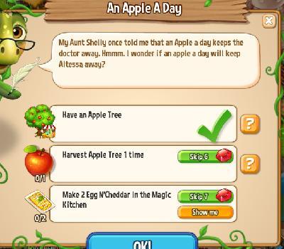royal story an apple a day tasks