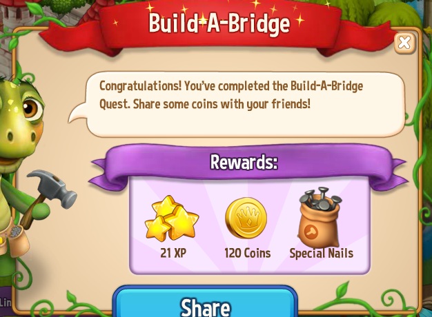 royal story build a bridge rewards, bonus