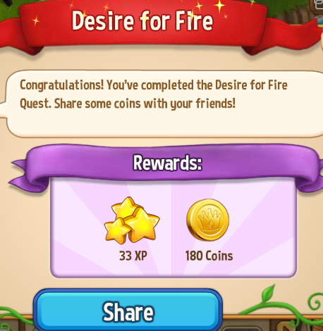 royal story desire for fire rewards, bonus