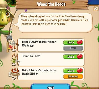 royal story weed the reeds tasks